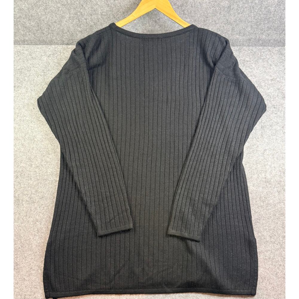 Vintage Express Tricot Black Ribbed Sweater Shoulder Pads 90s Womens Medium - Picture 3 of 6